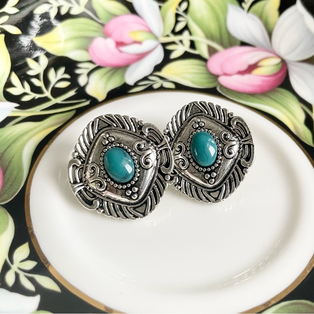 Silver Western Style Earrings